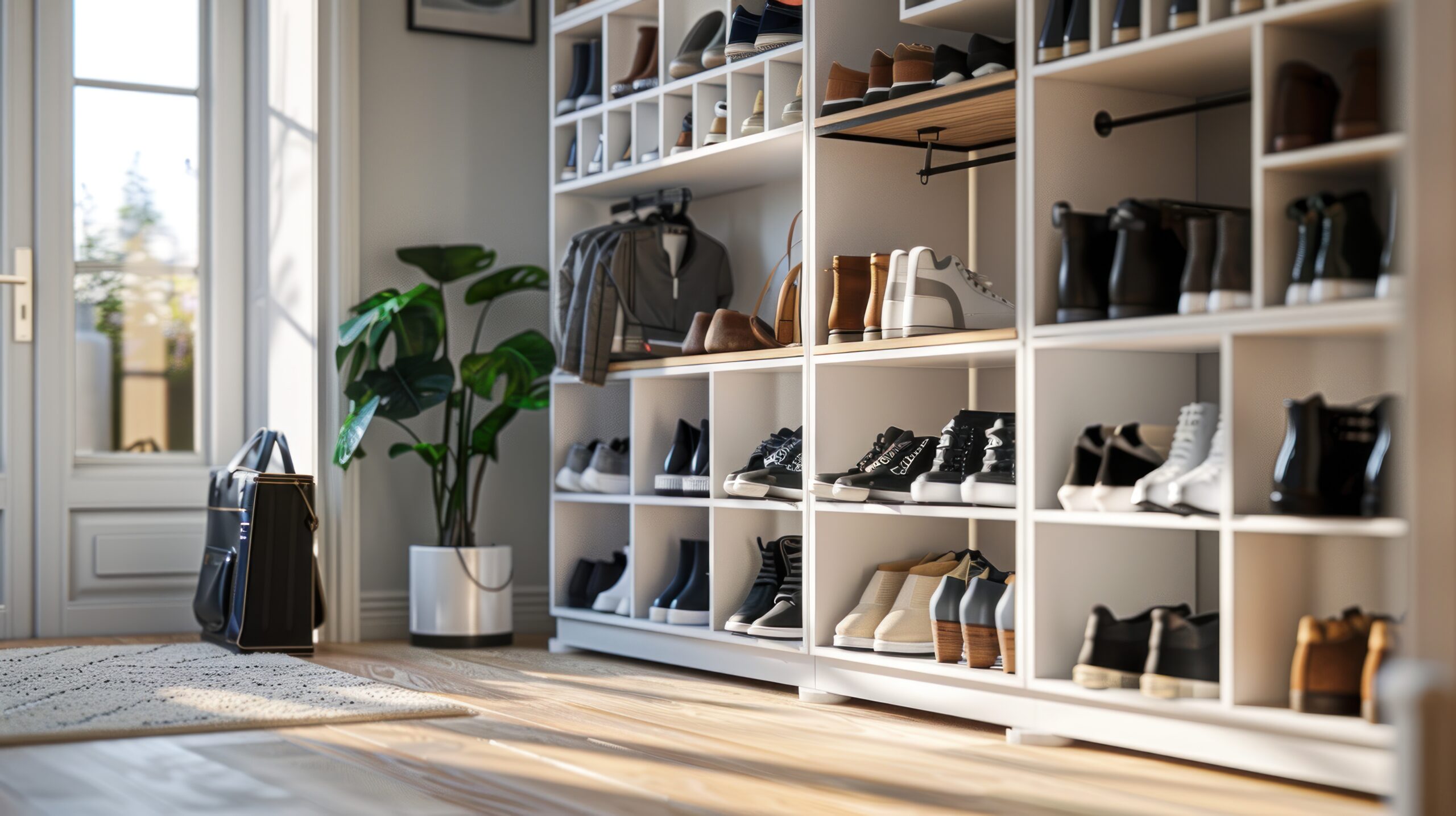 ein raum mit einer pflanze und einer pflanze der ecke